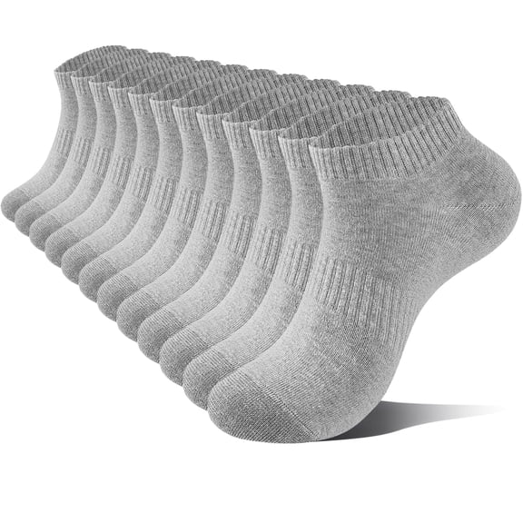 LWFBDTK Women Ankle Running Socks, 6-Pairs, Low Cut Cushioned Socks with Arch Support, Moisture Wicking, Size L (9.5-12.5), Grey