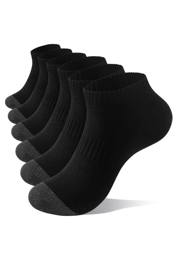 Men's Athletic Ankle Socks, Men's Sock, 6 Pairs, Breathable Socks for Running & Training, Size M (6.5-8.5), Black