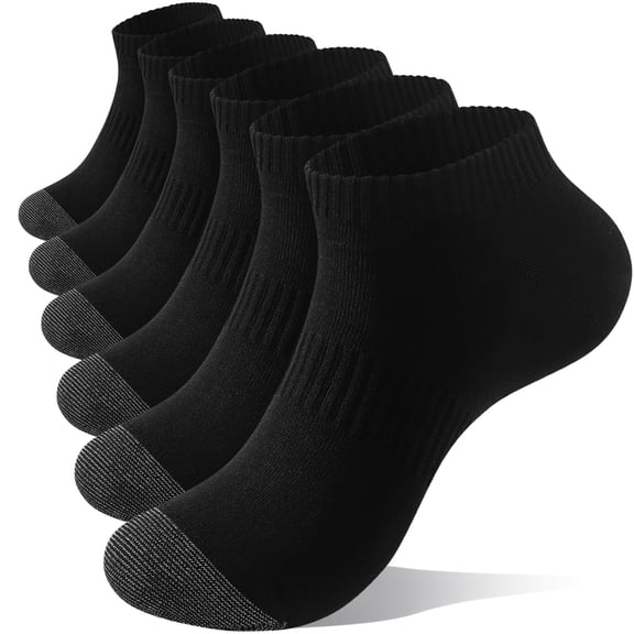 LWFBDTK Men's Athletic Ankle Socks, 6-Pairs, Breathable Socks for Running & Training, Size M (6.5-8.5), Black
