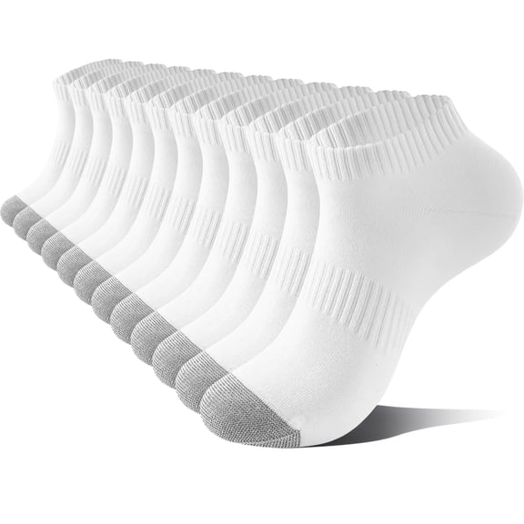 LWFBDTK Women Ankle Running Socks, 6-Pairs, Low Cut Cushioned Socks with Arch Support, Moisture Wicking, Size M (6.5-8.5), White