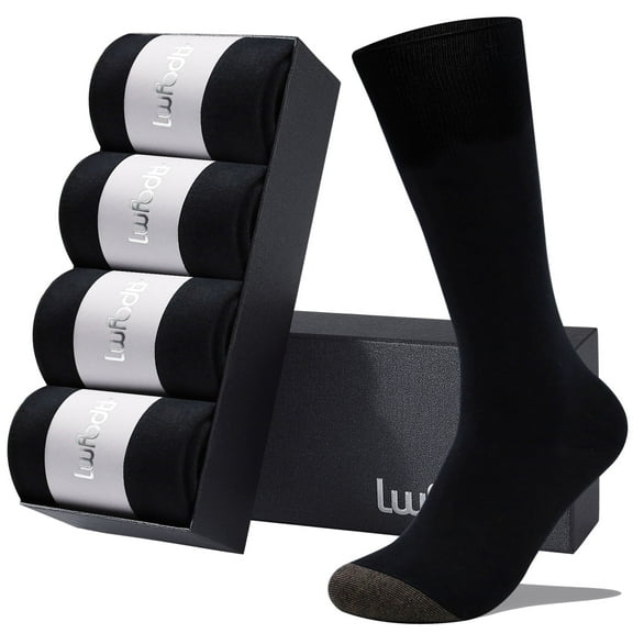 LWFBDTK Soccer Socks, Unisex, Thick Cushioned Cotton Sports Socks, 4 Pack Black (Size 9.5–15.5)