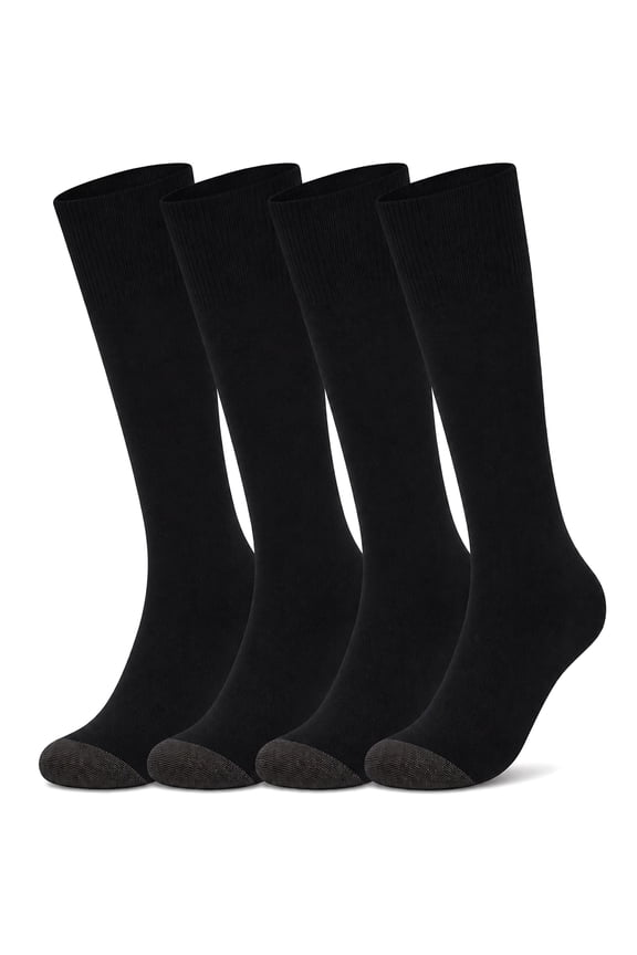 Compression Socks 20-30mmHg for Men Women - Graduated Therapeutic Circulation Support for Nurses Running & Travel - 4 Pair Black