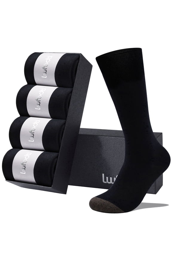 Compression Socks 20-30mmHg for Men Women - Graduated Therapeutic Circulation Support for Nurses Running & Travel - 4 Pair Black