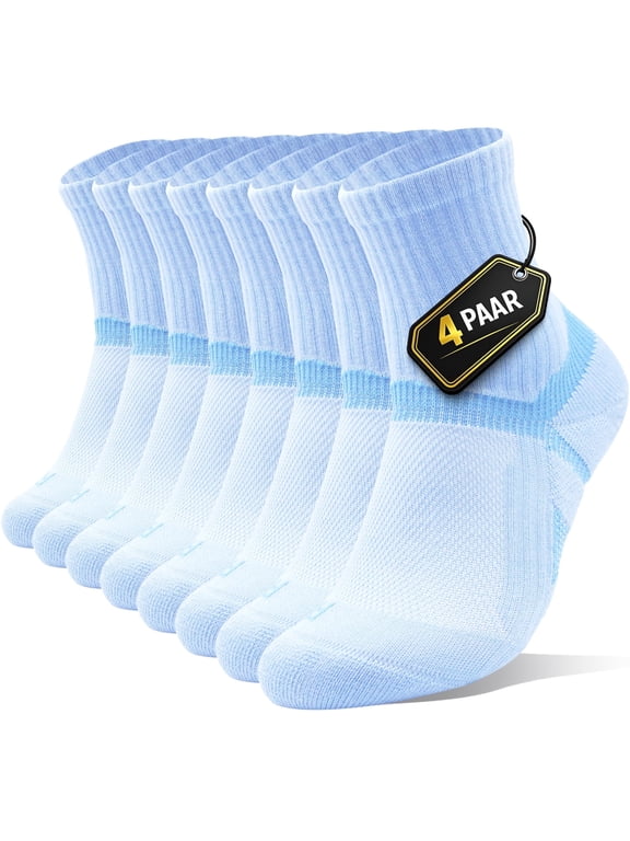 Cushion Crew Socks, 4-Pairs, Moisture Wicking, Odor Control, Durable, for Work & Athletic, Size L (9-12.5), Blue