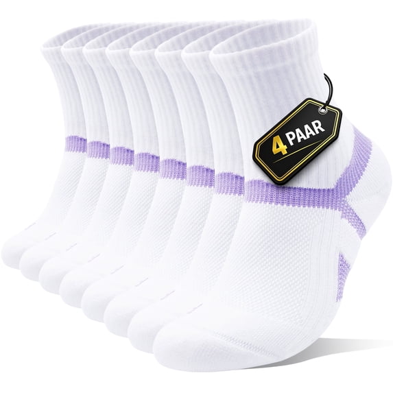 LWFBDTK Cushion Crew Socks, 4-Pairs, Moisture Wicking, Odor Control, Durable, for Work & Athletic, Size L (9-12.5), Purple