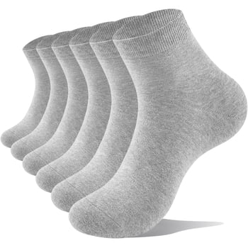 LWFBDTK Women Crew Ankle Socks, 6-Pairs, Soft Breathable Moisture Wicking Socks, Size L (9-12.5), Gray
