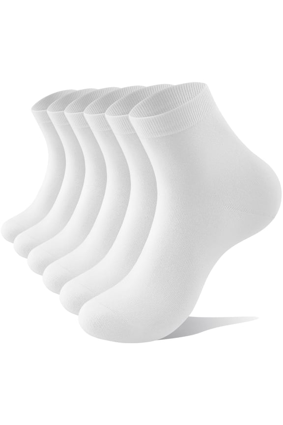 Cushion Crew Socks, 6-Pairs, Moisture Wicking, Odor Control, Durable, for Work & Athletic, Size M (6.5-8.5), White