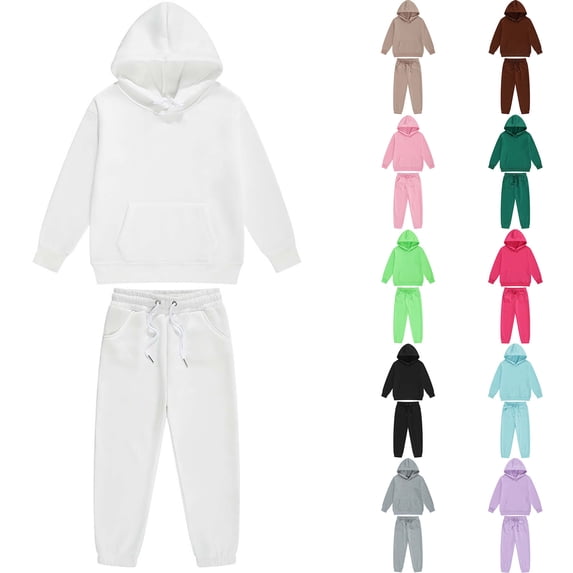 LWFFDAW 2 Piece Sweatsuit Sets Girls Boys Fall Winter Long Sleeve Hoodie and Joggers Pants Loose Comfy Casual Set with Pockets