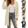 thumbnail image 1 of LWFFDAW Long Open Fornt Cardigan Sweater for Women Long Sleeve Button Down Sweater Fall Winter Soft Loose Knit Sweater Coat, 1 of 10