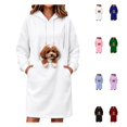 thumbnail image 1 of LWFFDAW Long Pet Pouch Hoodie Dress for Women with Dog Carrier Pockets Oversized Hoodie Fall Winter Loose Casual Hooded Sweatshirt Dress, 1 of 10