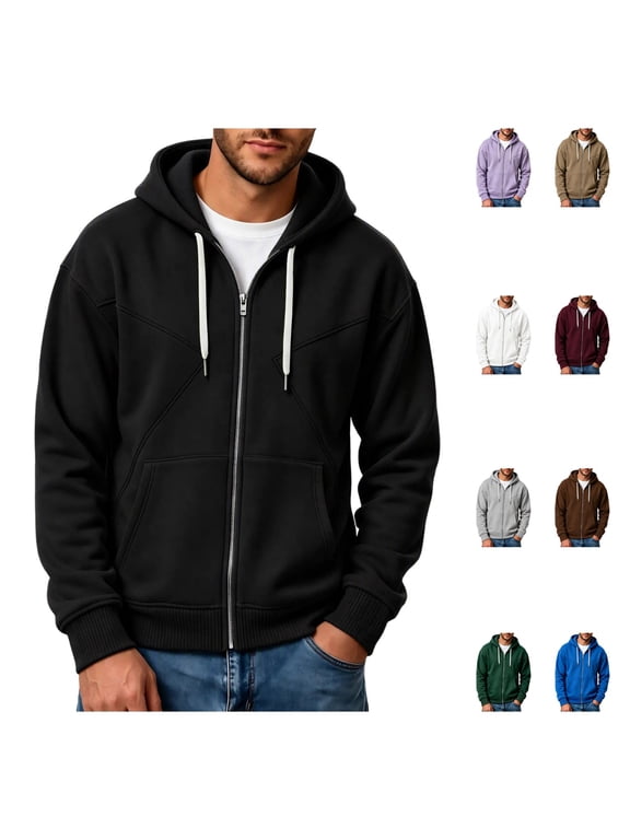 Men Oversized Hoodies Long Sleeve Casual Zip Up Hoodie Fall Loose Fit Comfy Y2k Hoodie with Pockets
