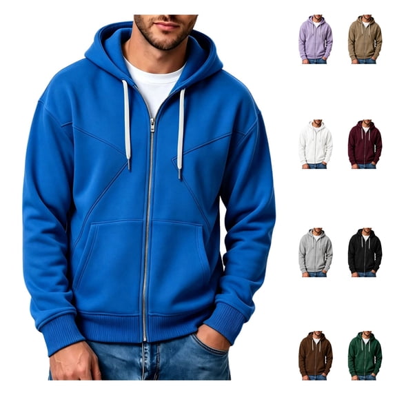 LWFFDAW Men Oversized Hoodies Long Sleeve Casual Zip Up Hoodie Fall Loose Fit Comfy Y2k Hoodie with Pockets