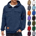 thumbnail image 1 of LWFFDAW Men Quarter Zip Pullover Long Sleeve Comfy Casual Hoodie Fall Slim Fit Comfy Pullover Sweatshirts with Pocket, 1 of 5