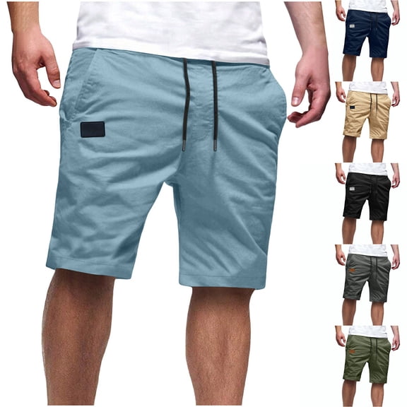 LWFFDAW Men's Cargo Shorts Summer Drawstring Work Shorts Travel Athletic Shorts with Multi Pockets Mens Cargo Shorts