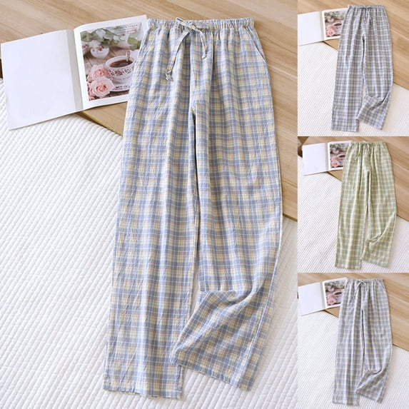 LWFFDAW Mens Plaid Pajama Pants Soft Elastic Waist Drawstring Lounge PJ Bottoms Fall Comfy Home Sleepwear Pant with Pockets