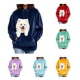 thumbnail image 1 of LWFFDAW Pet Pouch Hoodie for Women Long Sleeve Dog Carrier Fuzzy Fleece Hoodies Winter Loose Oversized Hoodie with Kangaroo Pocket, 1 of 7