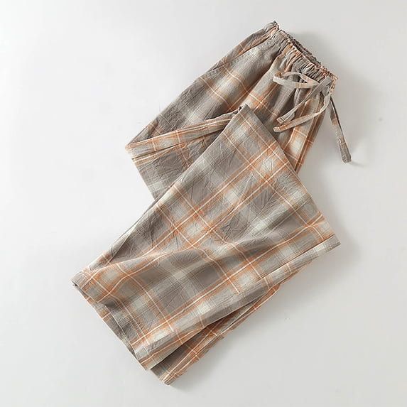 LWFFDAW Plaid Pajama Bottoms Elastic Waist Drawstring Lounge PJ Pants Fall Breathable Soft Comfy Casual Pajama with Pockets