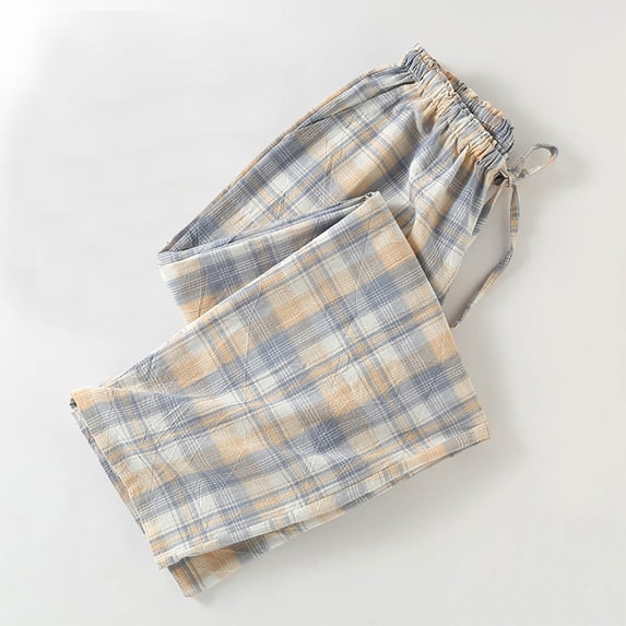 LWFFDAW Plaid Pajama Bottoms Elastic Waist Drawstring Lounge PJ Pants Fall Breathable Soft Comfy Casual Pajama with Pockets