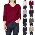 thumbnail image 1 of LWFFDAW V Neck Sweaters Women Fall Long Sleeve Oversized Sweater Lightweight Soft Loose Casual Sweater, 1 of 8