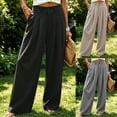 thumbnail image 1 of LWFFDAW Wide Leg Dress Pants for Women High Waist Baggy Slacks Pant Summer Lightweight Comfy Business Work Trousers with Pockets, 1 of 9