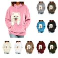 thumbnail image 1 of LWFFDAW Women's Pet Pouch Hoodie Long Sleeve Dog Carrier Fuzzy Fleece Hoodies Winter Loose Oversized Hoodie for Small Dogs Cats with Kangaroo Pocket, 1 of 9