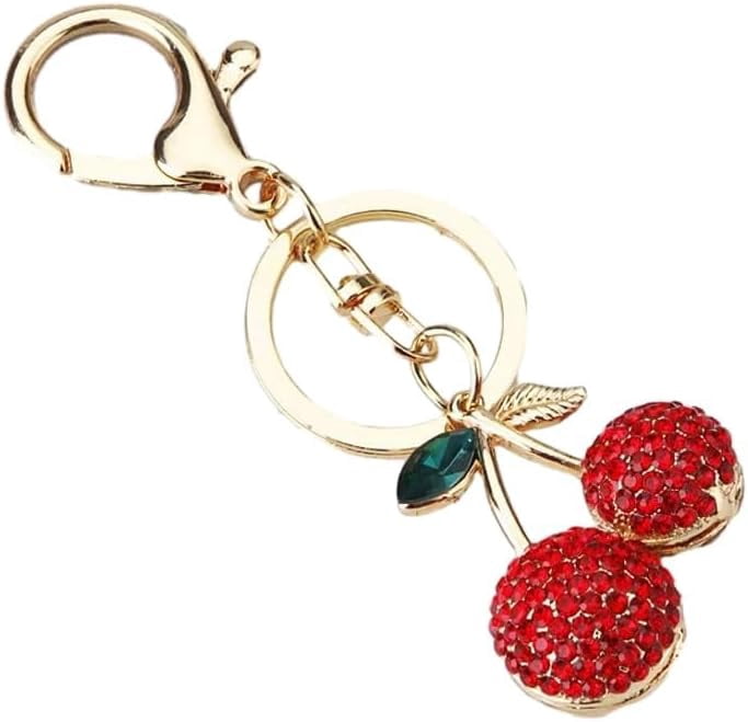 Cute Cherry Keychain Charm - Glitter Resin Cherry Bag Charm For Purse, Backpack, Keys, Women's Fashion Gift