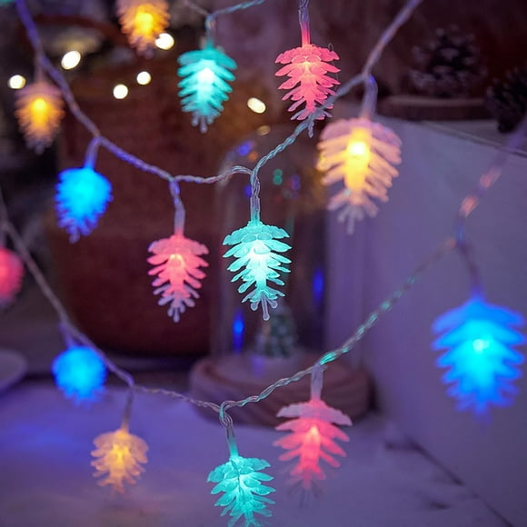 LWHAO Christmas Garland with Lights 19.68FT 40 LED Pine Cone String Lights Battery Operated Indoor Fairy Light for Wedding Party Garden Bedroom Mantel Decoration