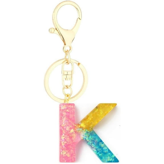 LWHAO Letter Keychain:A-Z Initial Letter Keychain,Gold Letters Backpack Keychains for Girls Boys