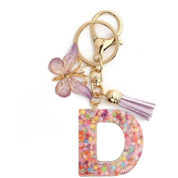 LWHAO Letter Keychain:A-Z Initial Letter Keychain,Purple Butterfly Letters Backpack Keychains for Girls Boys