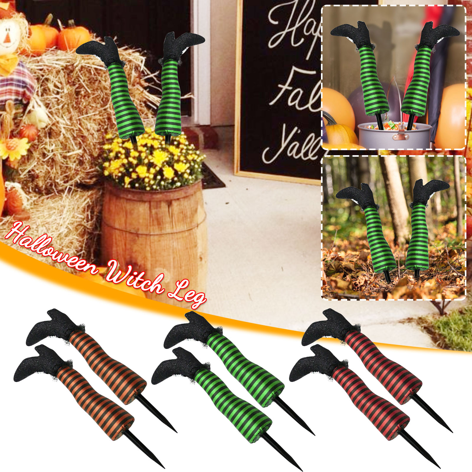 LWITHSZG 2 Pcs Halloween Witch Legs Yard Stake, Upside Down Witch Legs Decorations for Halloween