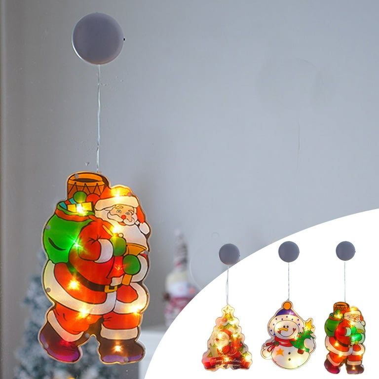 3 Pcs Christmas Window Decoration Lights, Lighted Christmas Window  Silhouette Decoration with Suction Cups, Battery Operated Christmas Window  Decor