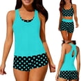 thumbnail image 1 of LWITHSZG 3 Piece Swimsuits for Women Tankini Bathing Suits Open Back Swim Top with Striped Bra and Boy Shorts Beach Vacation Outfits, 1 of 9