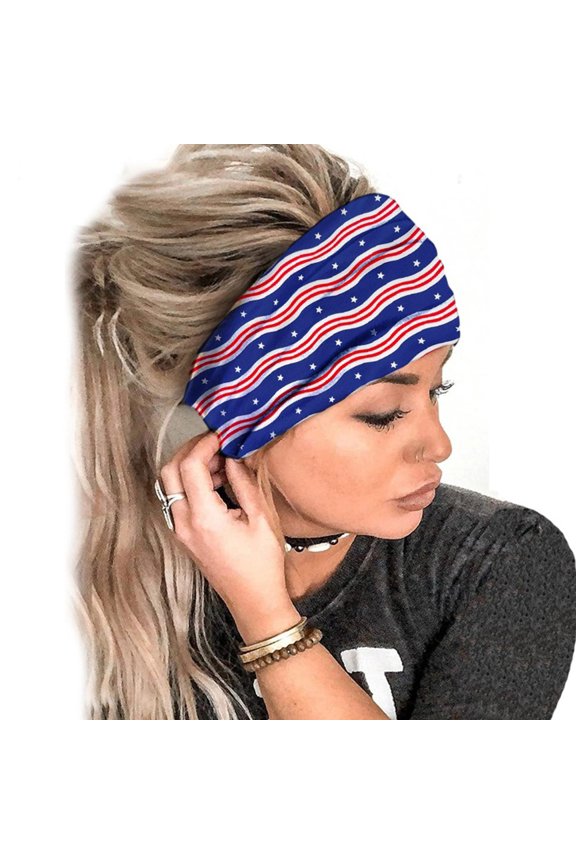 4th of July Patriotic Headbands for Women American Flag Printed Wide Headband Party Stretchy Hair Bands Vacation Essentials