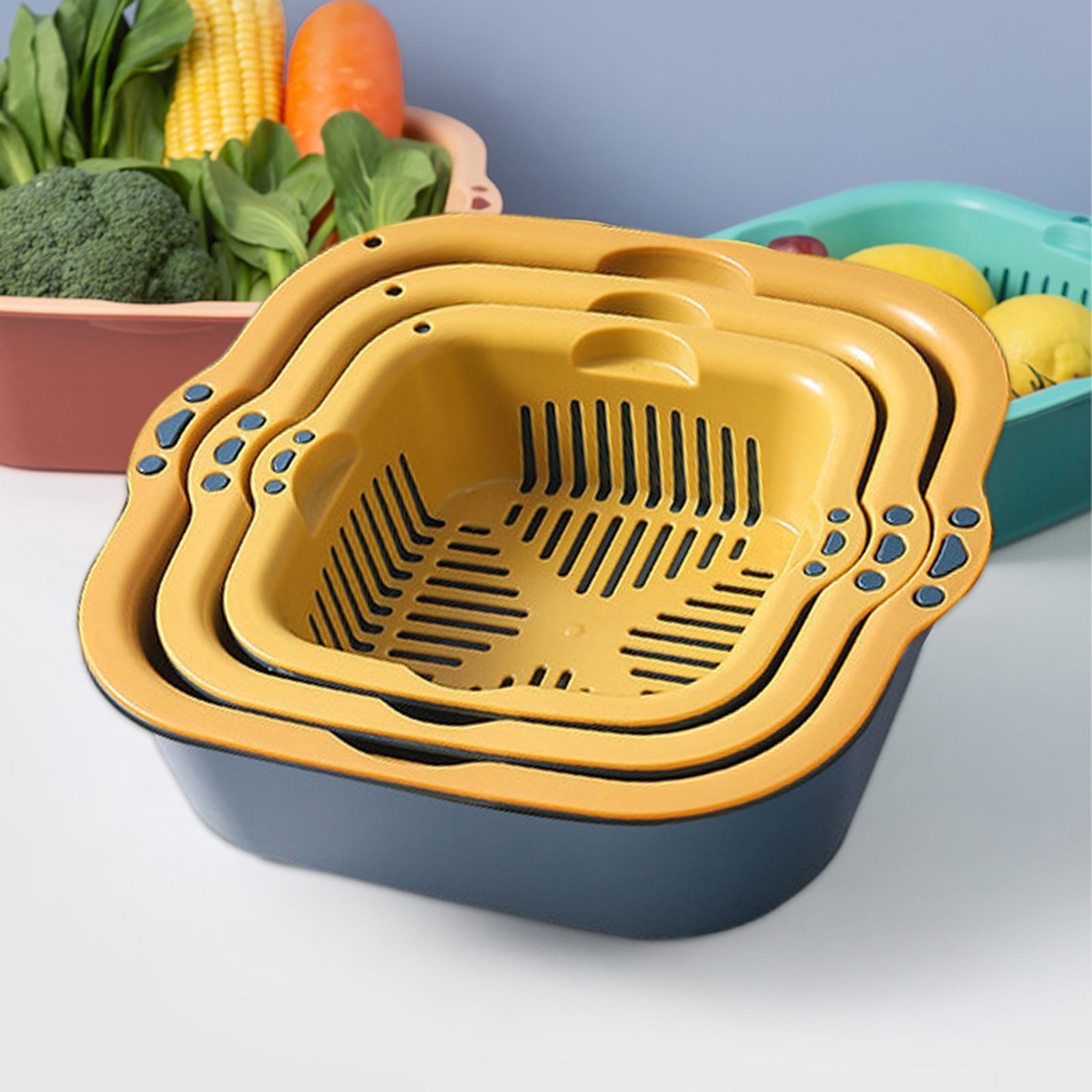 LWITHSZG 6 Pack Kitchen Strainer Colander Bowl Sets, 2in1