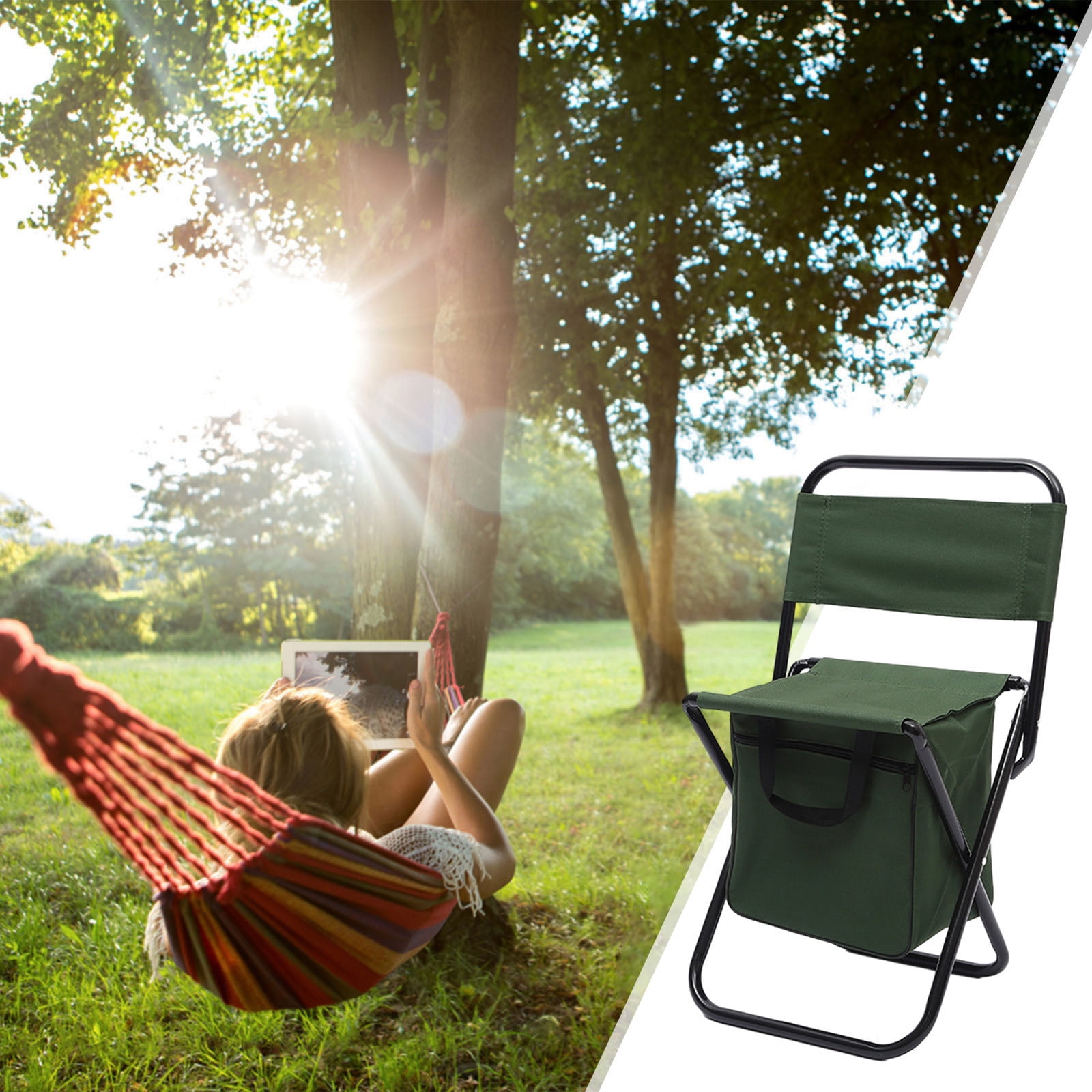 LWITHSZG Backpack Cooler Chair Fishing Chairs with Backrest Folding Camping Stool Compact for Outdoors Hiking Hunting Travel