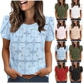 thumbnail image 1 of LWITHSZG Blouses for Women Dressy Casual Petal Short Sleeve Shirts Eyelet Lace Boho Tops Beach Vacation Clothes Summer Outfits S-XXL, 1 of 7