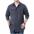 thumbnail image 1 of LWITHSZG Button Down Shirt Men Loose Fit Collared Long Sleeve Shirts Fall Lightweight Going Out Tops Work Casual Outerwear with&nbsp;Pockets, 1 of 6