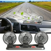 Car Fan Portable Auto Cooling Fan ThreeHead Rotatable Vehicle Fan Strong Wind Air Circulation Fan for Car Dashboard Electric Fan for Truck SUV Sedan RV Van