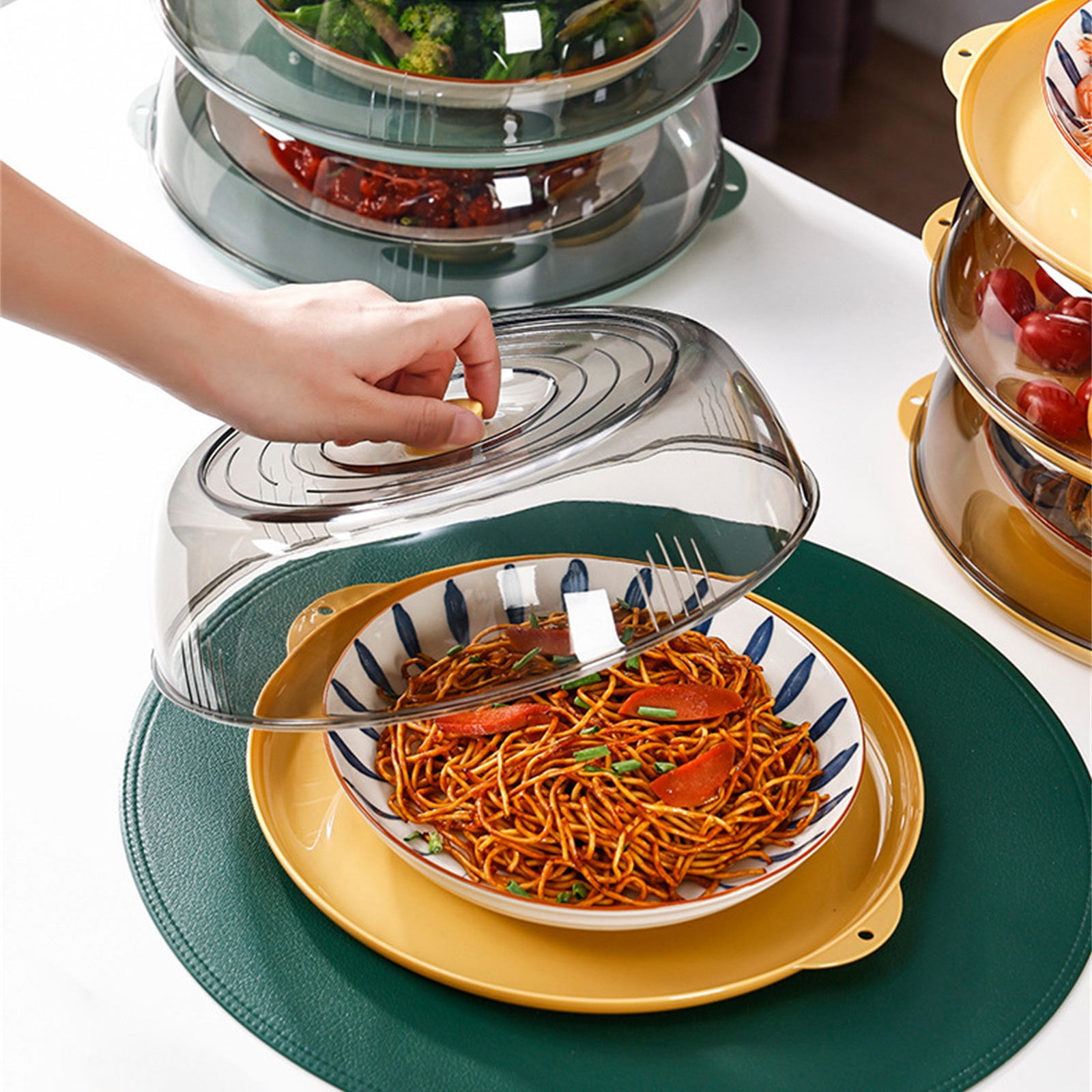 LWITHSZG Containers with Lids Plastic Serving Tray Clear Platters with Clear Lids Fresh
