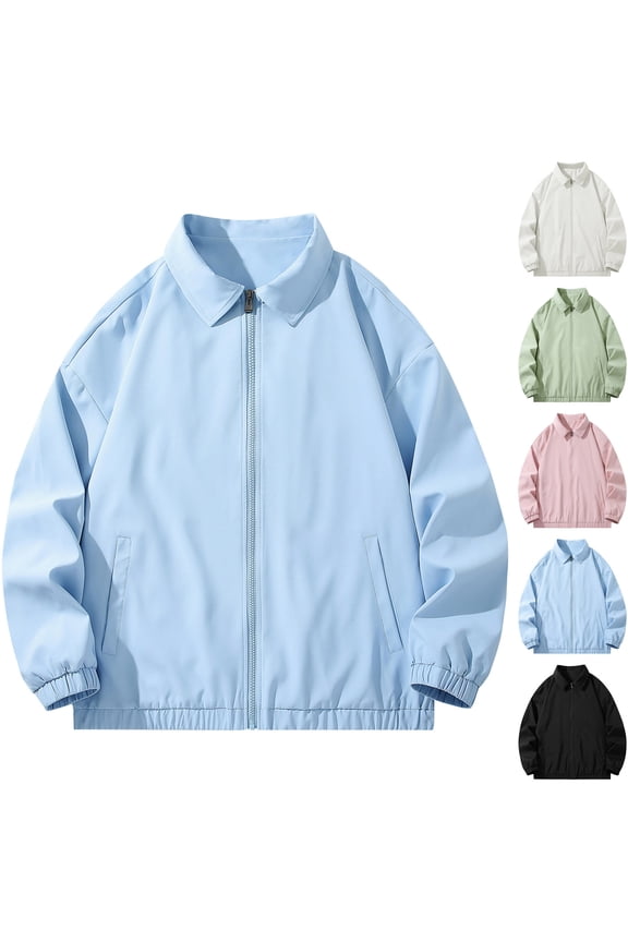 Fall Jackets for Men Casual&nbsp;Loose Lightweight Coats Long Sleeve Going Out Tops Winter Trendy Solid Full Zip up Casual Outerwear Size S