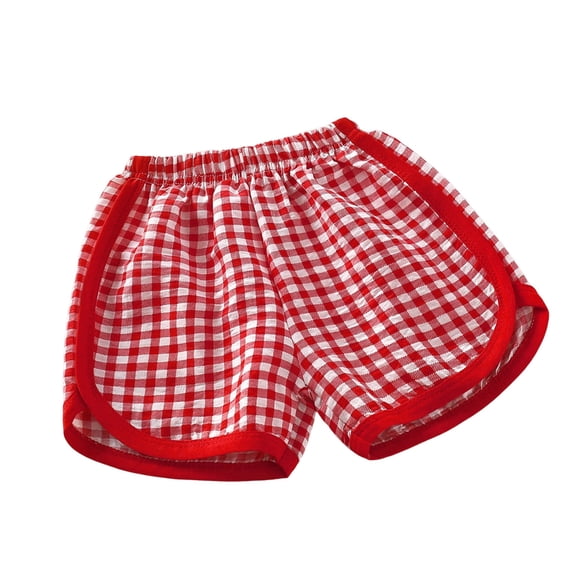 LWITHSZG Girls Gingham Plaid Shorts Side Split Elastic Waist Athletic Pants Casual Summer Bottoms for Kids 6 Months-7 Years