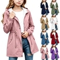 thumbnail image 1 of LWITHSZG Girls Rain Jacket Waterproof Windproof Kids Raincoat with Hood & Pockets Mid Length Zip up Winderbreaker Jackets Blue 15 Years, 1 of 9