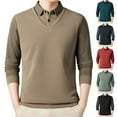 thumbnail image 1 of LWITHSZG Henley Shirts for Men Dressy Casual Collared Button Long Sleeve Blouses Fall Winter Thickened Warm Pullover Trendy Striped Going Out Tops Size XL, 1 of 5