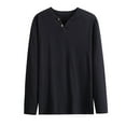 thumbnail image 1 of LWITHSZG Henley Shirts for Men Soft Comfy Cotton Long Sleeve Plus Size Tops Casual Loose Blouse Fall&nbsp;Fashion V&nbsp;Neck Button Basic Tees Size 3X-Large, 1 of 2
