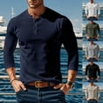 thumbnail image 1 of LWITHSZG Henley Shirts for Men Trendy Ribbed Knit Long Sleeve Blouses Fall Winter Solid Basic Tees Dressy Casual Button Going Out Tops Size M, 1 of 9