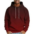 thumbnail image 1 of LWITHSZG Hoodies for Men Hooded Long Sleeve Plus Size Tops Fall Winter Clothing Fashion Vintage Gradient Ribbed Knit Pullover Sweatshirts with Pocket Size 4X-Large, 1 of 5