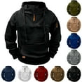 thumbnail image 1 of LWITHSZG Hoodies for Men Fashion Solid Quarter&nbsp;Zip&nbsp;Pullover Long Sleeve Going Out Tops Fall Winter Hooded Sweatshirts with Pocket Size M, 1 of 7