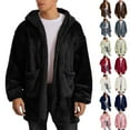 thumbnail image 1 of LWITHSZG Hoodies for Men Trendy Solid Open Front Cardigan Fleece Jacket Fall Winter Soft Comfy Warm Fuzzy Casual Outerwear with&nbsp;Pockets Size XXL, 1 of 9