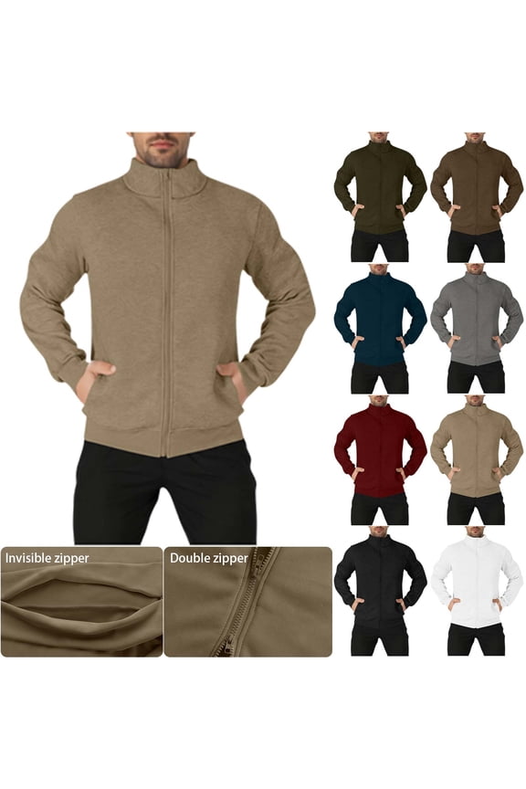 Jackets for Men Soft Comfy Warm Fall Coats Winter Lightweight Long Sleeve Going Out Tops Trendy Full Zip up Sweatshirts with Pockets Size S