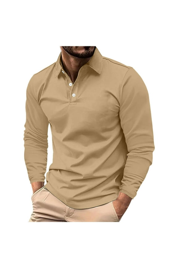 Long Sleeve Shirts for Men Dressy Casual Collared Button Henley Shirt Winter Lightweight Fall Tops Fashion Solid Color Basic Tees Size M